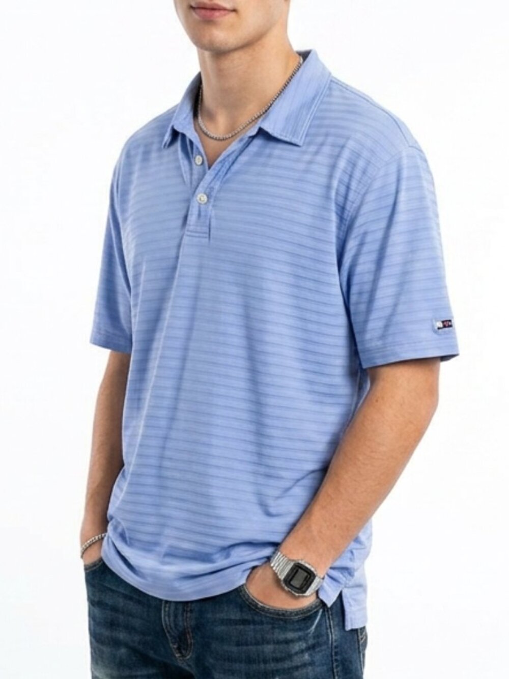 Vintage Nike Dri-Fit Y2K Era TIGER WOODS COLL. Blue Golf Polo Shirt Mens XL
